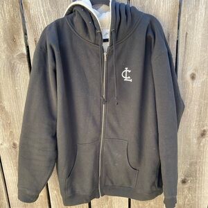 Men's Clifford Lenox Julian Smith Black Logo Full-Zip Hoodie L Lined Gym Active
